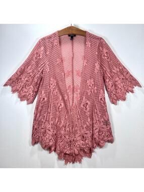 Torrid Pink Mauve Scallop Lace Kimono Top - 0